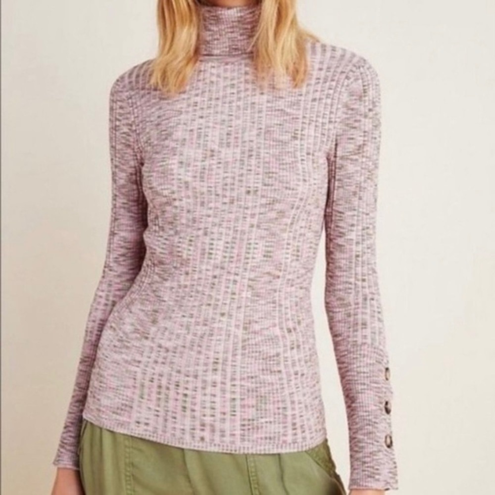 Anthropologie Ribbed Knit Stretch Turtleneck Sweater XL NWOT